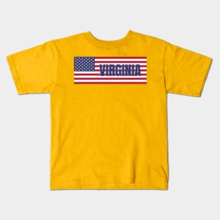 Virginia State in American Flag Kids T-Shirt